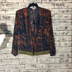 Medium CAbi Snakeskin Print Wrap Blouse